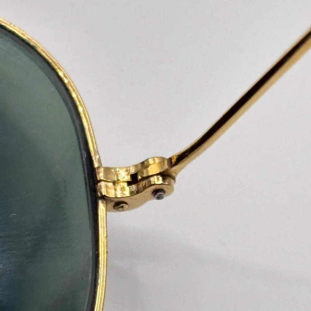 Vintage 80s Ray-Ban Sunglasses 58-14 Gold G-15‎ Glass Metal B&L